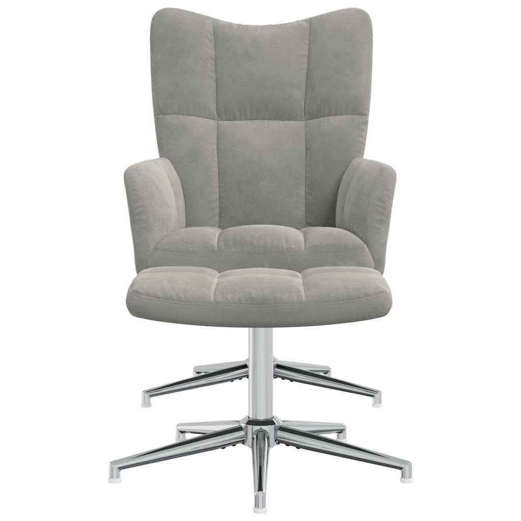 Relaxsessel mit Hocker Hellgrau Samt