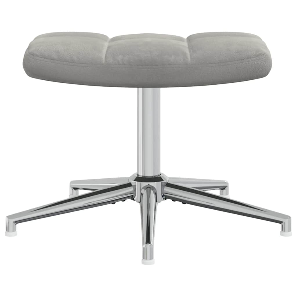 Relaxsessel mit Hocker Hellgrau Samt