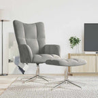 Relaxsessel mit Hocker Hellgrau Samt