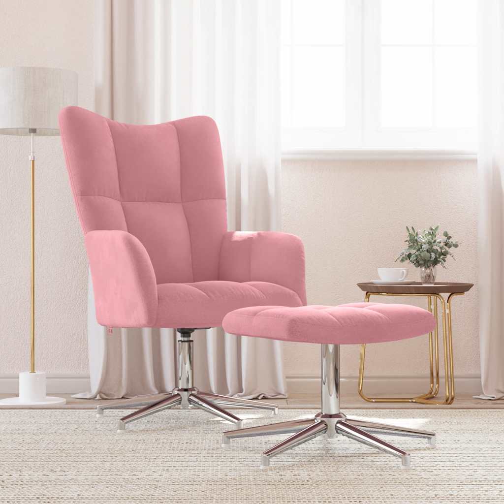 Relaxsessel mit Hocker Rosa Samt