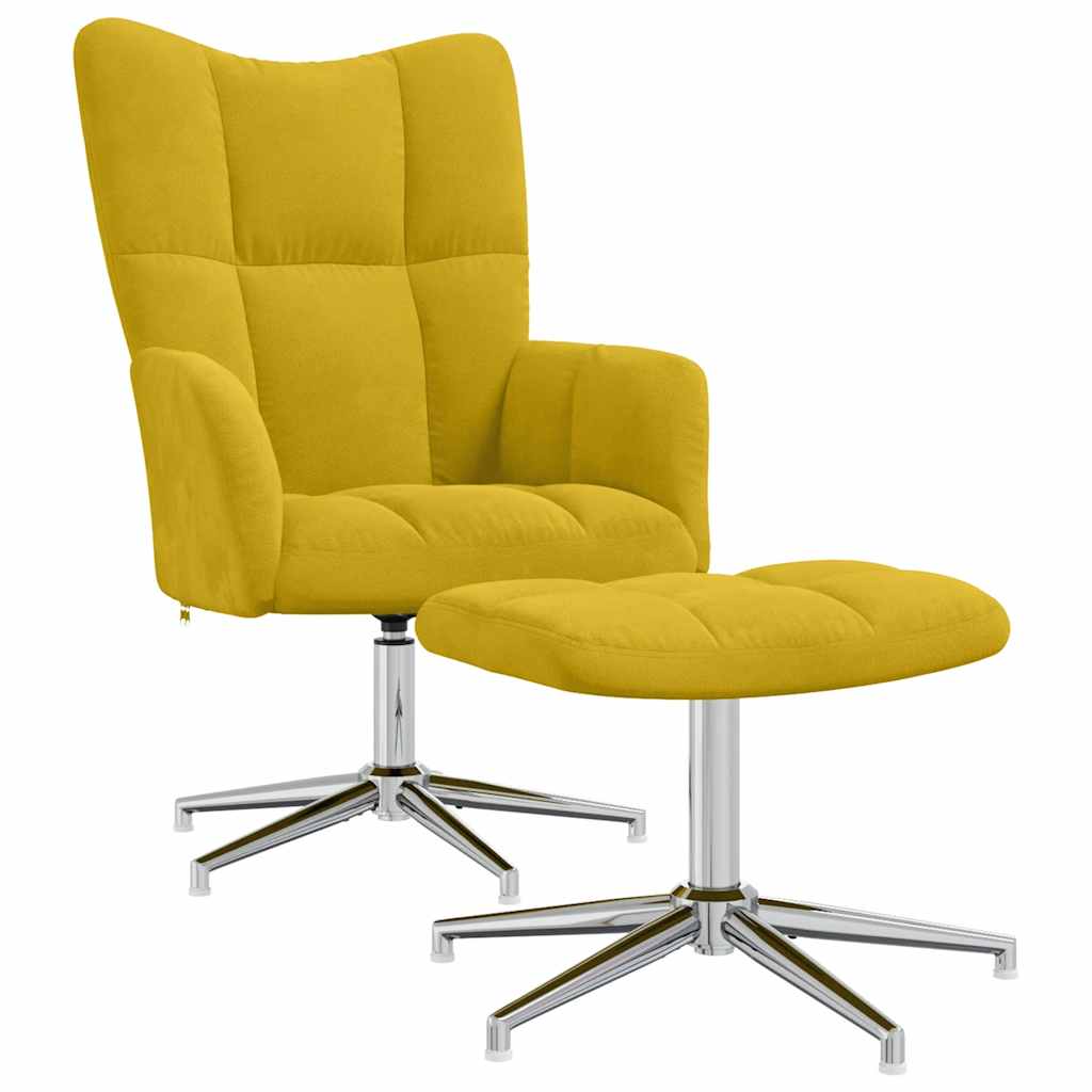 Relaxsessel mit Hocker Senfgelb Samt