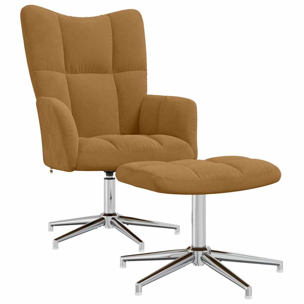Relaxsessel mit Hocker Braun Samt