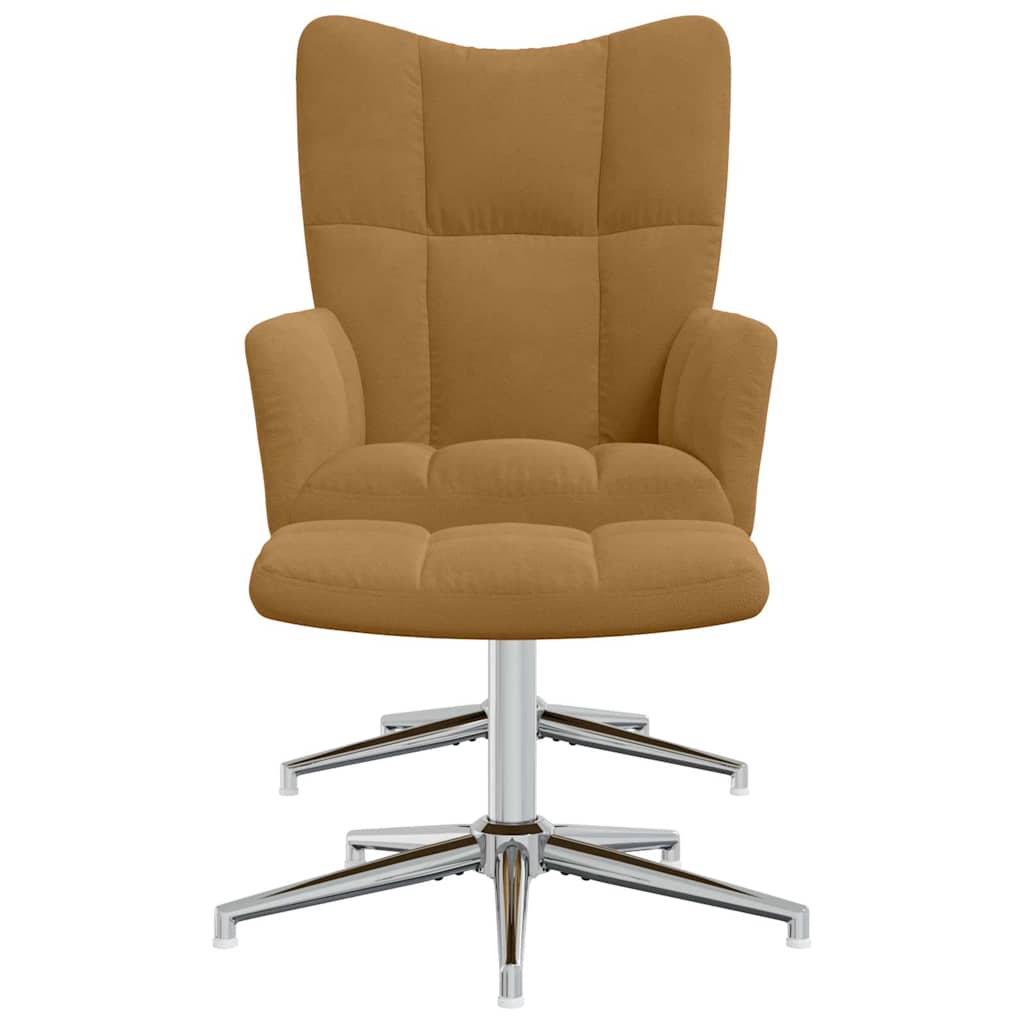 Relaxsessel mit Hocker Braun Samt
