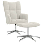 Relaxsessel mit Hocker Cremeweiß Samt