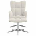 Relaxsessel mit Hocker Cremeweiß Samt