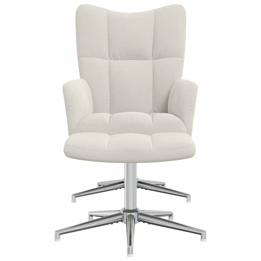 Relaxsessel mit Hocker Cremeweiß Samt