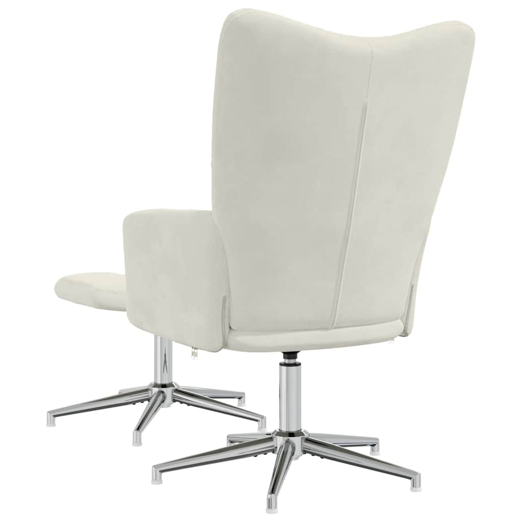 Relaxsessel mit Hocker Cremeweiß Samt