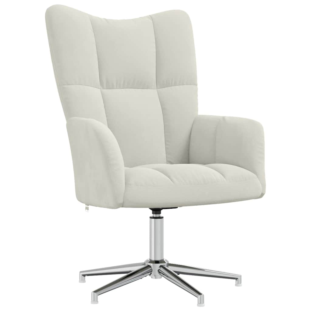 Relaxsessel mit Hocker Cremeweiß Samt