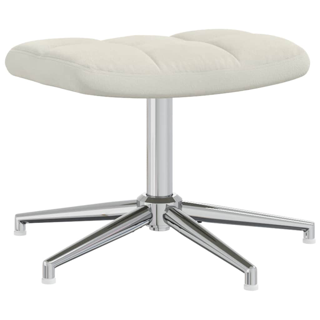 Relaxsessel mit Hocker Cremeweiß Samt