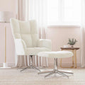 Relaxsessel mit Hocker Cremeweiß Samt