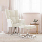 Relaxsessel mit Hocker Cremeweiß Samt