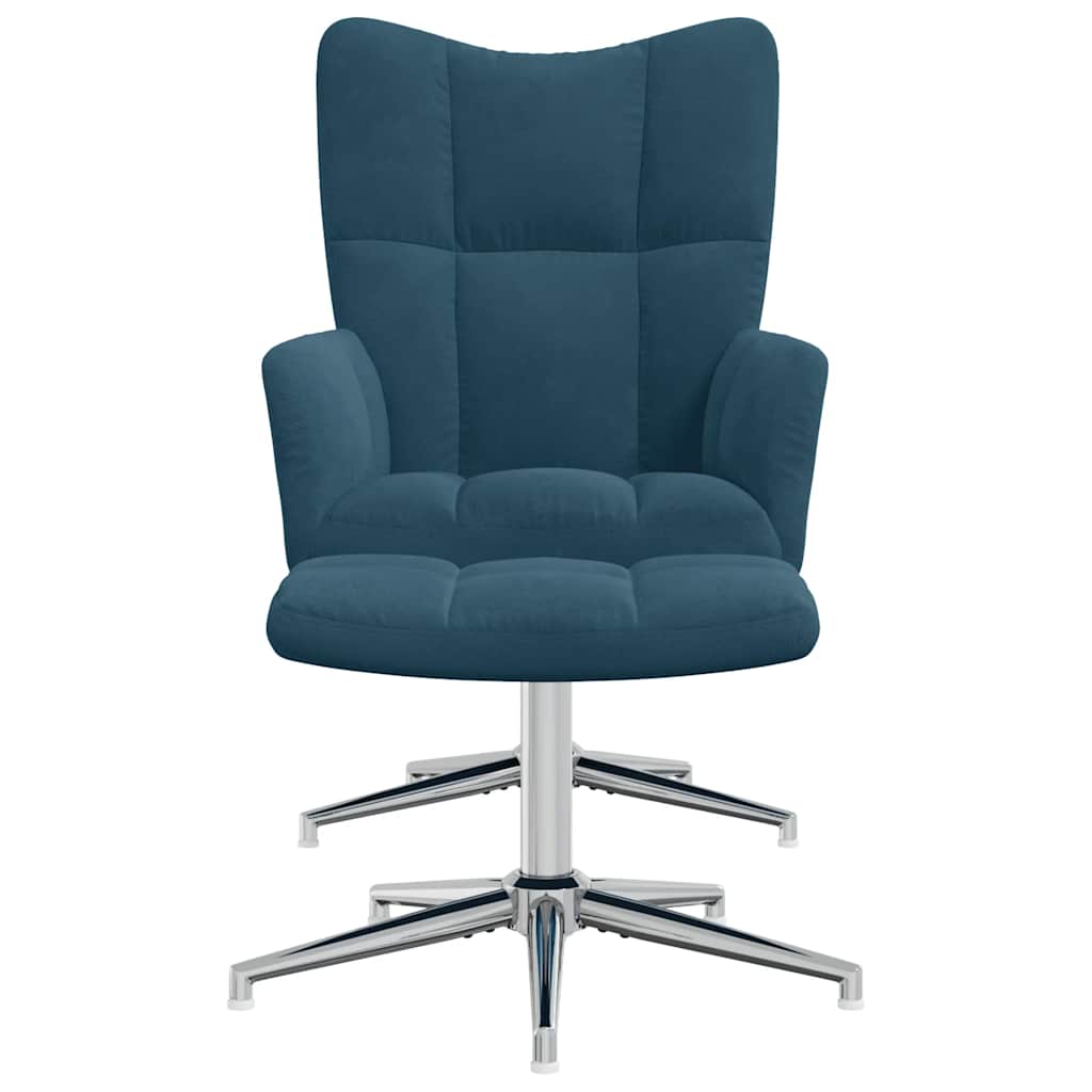 Relaxsessel mit Hocker Blau Samt