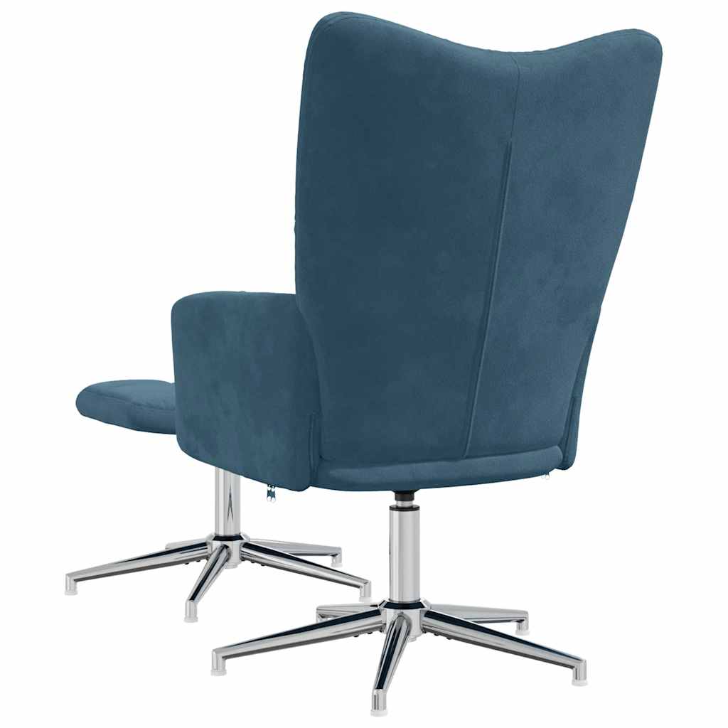 Relaxsessel mit Hocker Blau Samt