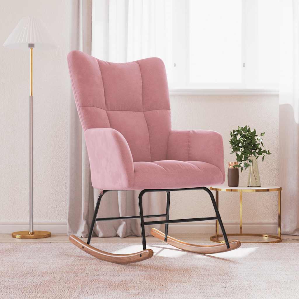 Schaukelstuhl Samt Rosa