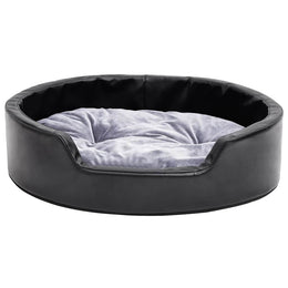 vidaXL Hundebett Schwarz-Grau 69x59x19 cm Plüsch und Kunstleder