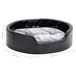 vidaXL Hundebett Schwarz-Grau 69x59x19 cm Plüsch und Kunstleder