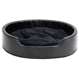 vidaXL Hundebett Schwarz 79x70x19 cm Plüsch und Kunstleder