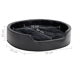 vidaXL Hundebett Schwarz 79x70x19 cm Plüsch und Kunstleder