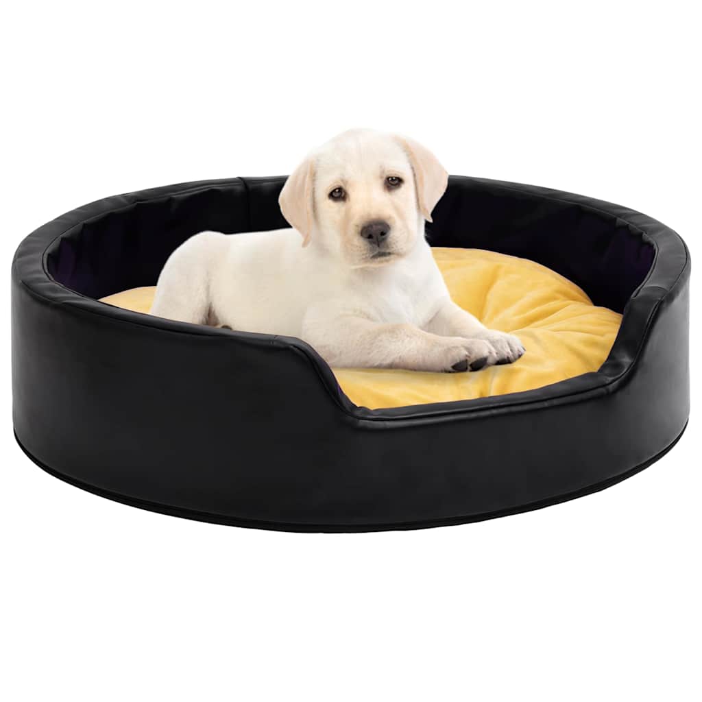 vidaXL Hundebett Schwarz-Gelb 99x89x21 cm Plüsch und Kunstleder