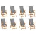 Verstellbare Gartenstühle mit Auflagen 8 Stk. Massivholz Teak