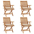 Klappbare Gartenstühle mit Kissen 4 Stk. Massivholz Teak