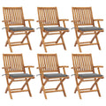 Klappbare Gartenstühle mit Kissen 6 Stk. Massivholz Teak