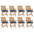 Klappbare Gartenstühle mit Kissen 8 Stk. Massivholz Teak