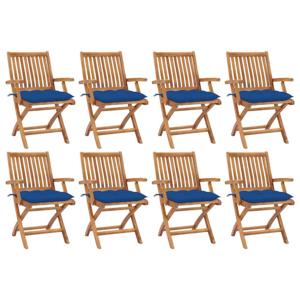 Klappbare Gartenstühle mit Kissen 8 Stk. Massivholz Teak
