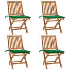 Klappbare Gartenstühle mit Kissen 4 Stk. Massivholz Teak