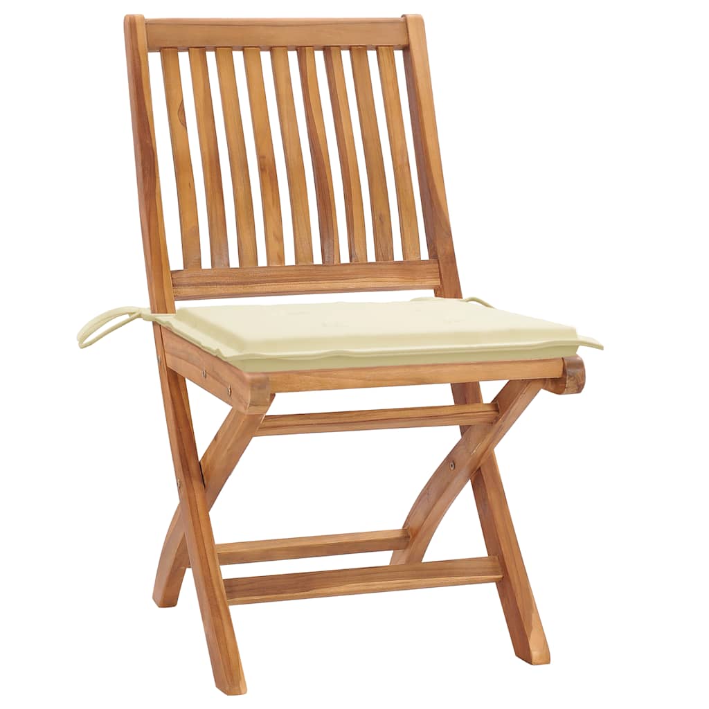 Klappbare Gartenstühle mit Kissen 6 Stk. Massivholz Teak