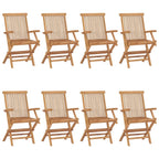 Gartenstühle mit Beigen Kissen 8 Stk. Massivholz Teak
