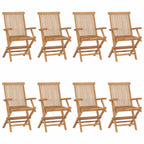 Gartenstühle mit Schwarzen Kissen 8 Stk. Massivholz Teak
