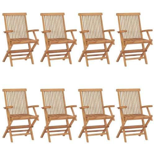 Gartenstühle mit Taupe Kissen 8 Stk. Massivholz Teak