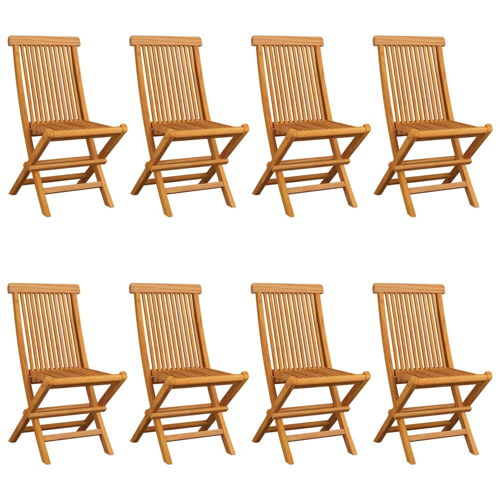 Gartenstühle mit Anthrazit Kissen 8 Stk. Massivholz Teak