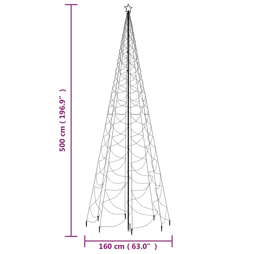 LED-Weihnachtsbaum mit Metallstange 1400 LEDs Warmweiß 5 m