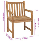 Gartenstühle 4 Stk. mit Schwarzen Kissen Massivholz Teak
