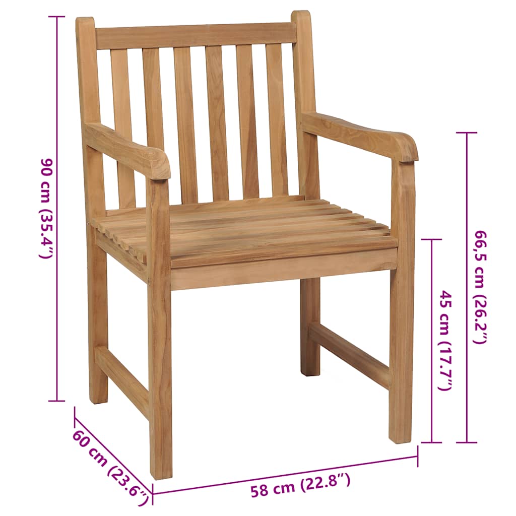 Gartenstühle 4 Stk. mit Schwarzen Kissen Massivholz Teak