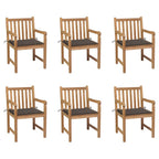 Gartenstühle 6 Stk. mit Taupe Kissen Massivholz Teak