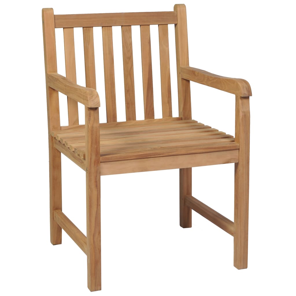 Gartenstühle 6 Stk. Rote Karomuster-Kissen Massivholz Teak