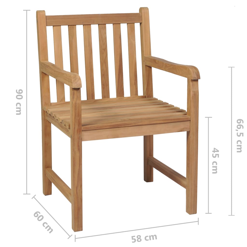 Gartenstühle 6 Stk. Rote Karomuster-Kissen Massivholz Teak
