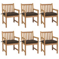 Gartenstühle 6 Stk. mit Taupe Kissen Massivholz Teak