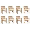 Gartenstühle 8 Stk. mit Creme Kissen Massivholz Teak