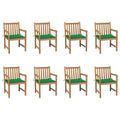 Gartenstühle 8 Stk. mit Grünen Kissen Massivholz Teak