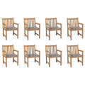 Gartenstühle 8 Stk. Graue Karomuster-Kissen Massivholz Teak
