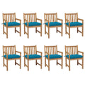 Gartenstühle 8 Stk. mit Hellblauen Kissen Massivholz Teak
