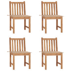 Gartenstühle 4 Stk. mit Kissen Massivholz Teak