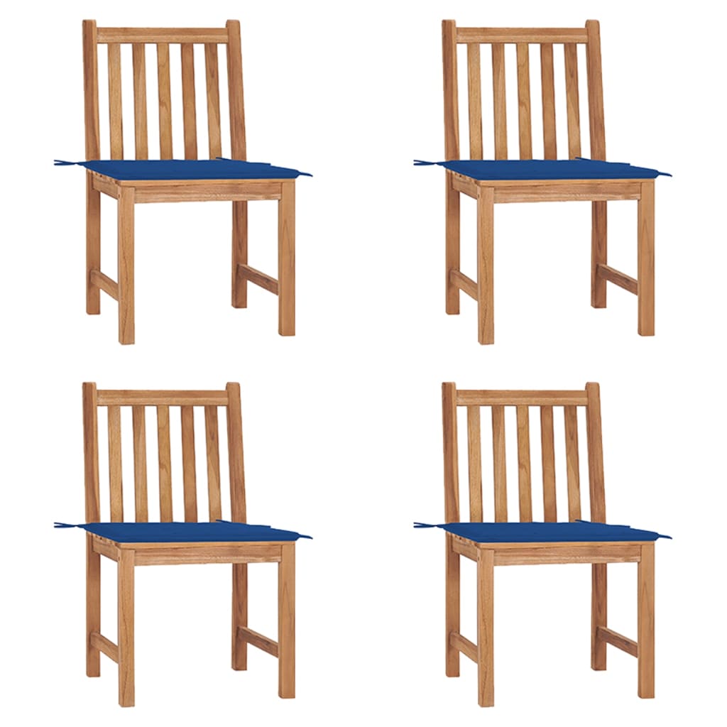 Gartenstühle 4 Stk. mit Kissen Massivholz Teak