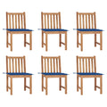 Gartenstühle 6 Stk. mit Kissen Massivholz Teak