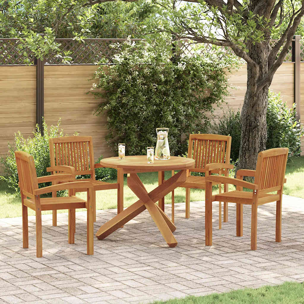 5-tlg. Garten-Essgruppe Massivholz Teak