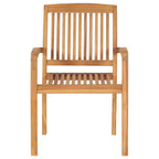 Stapelbare Gartenstühle mit Kissen 4 Stk. Massivholz Teak